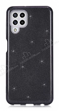 Eiroo Silvery Samsung Galaxy M32 Kamera Korumal Simli Siyah Silikon Klf