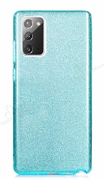 Eiroo Silvery Samsung Galaxy Note 20 Simli Mavi Silikon Klf