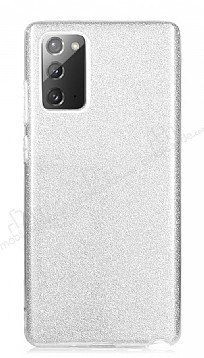 Eiroo Silvery Samsung Galaxy Note 20 Klf Simli Silikon Silver
