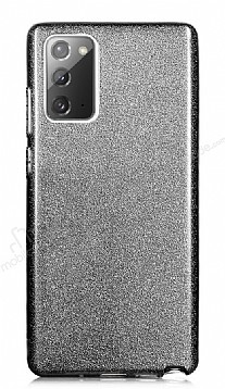 Eiroo Silvery Samsung Galaxy Note 20 Simli Siyah Silikon Klf