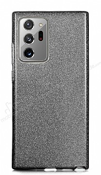 Eiroo Silvery Samsung Galaxy Note 20 Ultra Simli Siyah Silikon Klf
