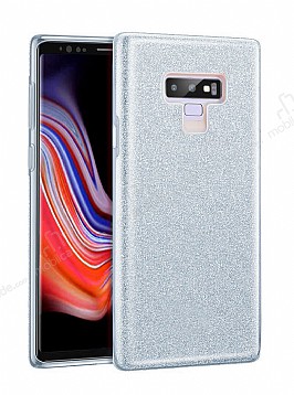 Eiroo Silvery Samsung Galaxy Note 9 Simli Silver Silikon Klf