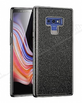 Eiroo Silvery Samsung Galaxy Note 9 Simli Siyah Silikon Klf
