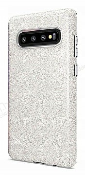 Eiroo Silvery Samsung Galaxy S10 Plus Simli Silver Silikon Klf