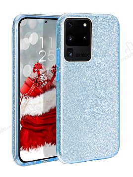 Eiroo Silvery Samsung Galaxy S20 Ultra Simli Mavi Silikon Klf