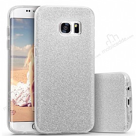 Eiroo Silvery Samsung Galaxy S6 Edge Plus Simli Silver Silikon Klf