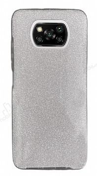 Eiroo Silvery Xiaomi Poco X3 / Poco X3 Pro Simli Silver Silikon Klf
