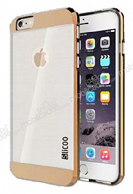 Eiroo Slicoo iPhone SE / 5 / 5S Rose Gold Metalik Kenarl effaf Silikon Klf