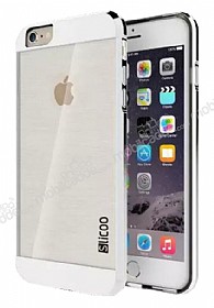 Eiroo Slicoo iPhone SE / 5 / 5S Silver Metalik Kenarl effaf Silikon Klf