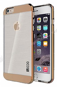 Eiroo Slicoo iPhone 6 / 6S Rose Gold Metalik Kenarl effaf Silikon Klf