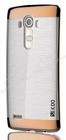 Eiroo Slicoo LG G3 Gold Metalik Kenarl effaf Silikon Klf