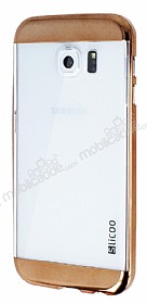 Eiroo Slicoo Samsung i9800 Galaxy S6 Gold Metalik Kenarl effaf Silikon Klf