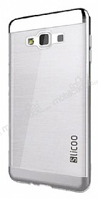 Eiroo Slicoo Samsung Galaxy J2 Silver Metalik Kenarl effaf Silikon Klf