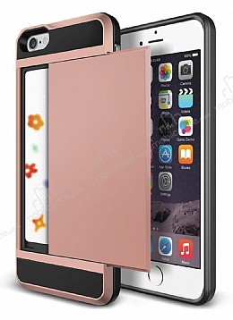 Eiroo Sliding Card iPhone SE / 5 / 5S Ultra Koruma Rose Gold Klf