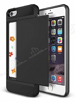 Eiroo Sliding Card iPhone SE / 5 / 5S Ultra Koruma Siyah Klf