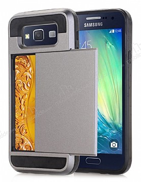 Eiroo Sliding Card Samsung Galaxy J7 Ultra Koruma Dark Silver Klf