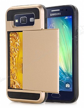 Eiroo Sliding Card Samsung Galaxy J7 Ultra Koruma Gold Klf
