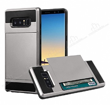Eiroo Sliding Card Samsung Galaxy Note 8 Ultra Koruma Dark Silver Klf