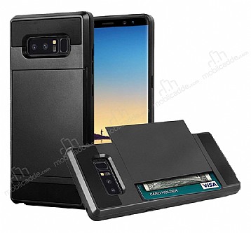 Eiroo Sliding Card Samsung Galaxy Note 8 Ultra Koruma Siyah Klf