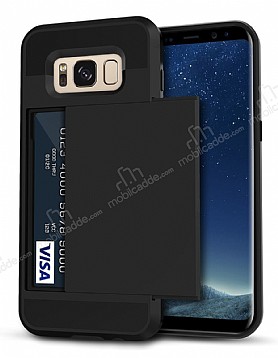 Eiroo Sliding Card Samsung Galaxy S8 Plus Ultra Koruma Siyah Klf