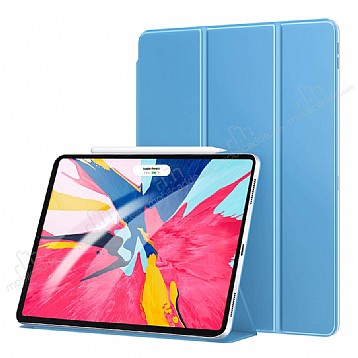 Eiroo Smart iPad Pro 11 Kapakl Mavi Deri Klf