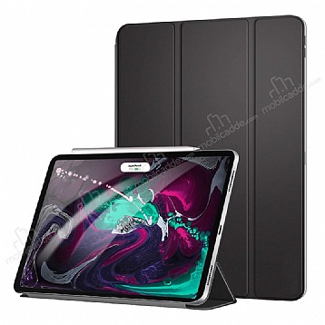 Eiroo Smart iPad Pro 12.9 2018 Kapakl Siyah Deri Klf
