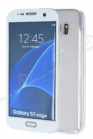 Eiroo Smart Touch Samsung Galaxy S7 Edge Tam Koruma Beyaz Silikon Klf