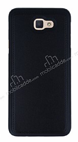 Eiroo Smother Samsung Galaxy J5 Prime Silikon Kenarl Siyah Deri Klf