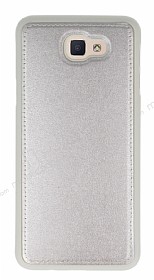 Eiroo Smother Samsung Galaxy J5 Prime Silikon Kenarl Gold Deri Klf
