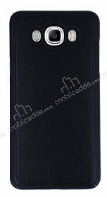 Eiroo Smother Samsung Galaxy J7 2016 Silikon Kenarl Siyah Deri Klf