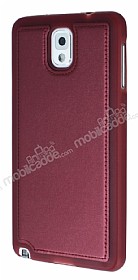 Eiroo Smother Samsung N9000 Galaxy Note 3 Silikon Kenarl Bordo Deri Klf