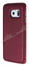 Eiroo Smother Samsung Galaxy S6 edge Silikon Kenarl Bordo Deri Klf