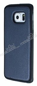 Eiroo Smother Samsung Galaxy S6 edge Silikon Kenarl Siyah Deri Klf