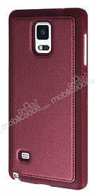 Eiroo Smother Samsung N9100 Galaxy Note 4 Silikon Kenarl Bordo Deri Klf