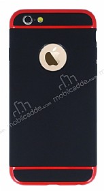 Eiroo Soft iPhone 6 / 6S Krmz Kenarl Siyah Silikon Klf