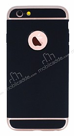Eiroo Soft iPhone 6 / 6S Rose Gold Kenarl Siyah Silikon Klf
