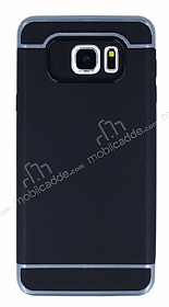 Eiroo Soft Samsung Galaxy Note 5 Silver Kenarl Siyah Silikon Klf