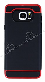 Eiroo Soft Samsung Galaxy Note 5 Krmz Kenarl Siyah Silikon Klf
