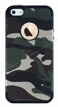 Eiroo Soldier iPhone SE / 5 / 5S Yeil Silikon Klf
