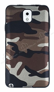 Eiroo Soldier Samsung Galaxy Note 3 Kahverengi Silikon Klf