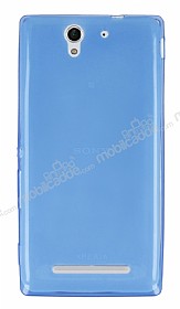Sony Xperia C3 Ultra nce effaf Mavi Silikon Klf