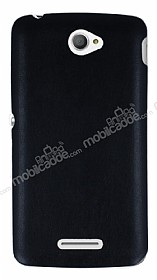 Sony Xperia E4 Ultra nce Deri Siyah Silikon Klf