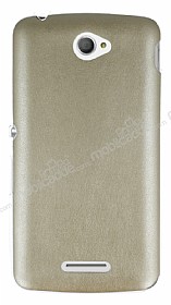 Sony Xperia E4 Ultra nce Deri Gold Silikon Klf