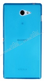 Sony Xperia M2 Ultra nce effaf Mavi Silikon Klf