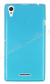 Sony Xperia T3 Ultra nce effaf Mavi Silikon Klf