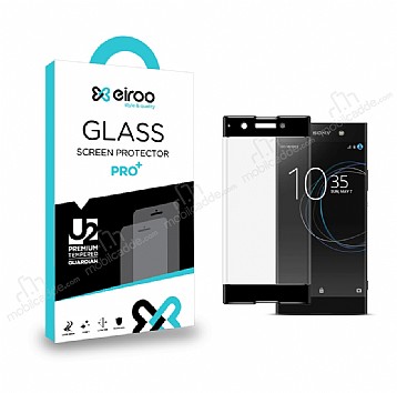 Eiroo Sony Xperia XA1 Plus Tempered Glass Full Siyah Cam Ekran Koruyucu