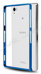 Eiroo Sony Xperia Z1 Metal Bumper ereve Mavi Klf