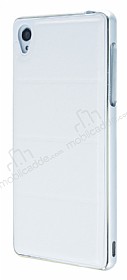 Eiroo Sony Xperia Z3 Metal Kenarl Bubble Beyaz Deri Klf