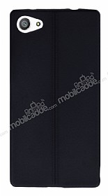 Sony Xperia Z5 Compact Deri Desenli Ultra nce Siyah Silikon Klf