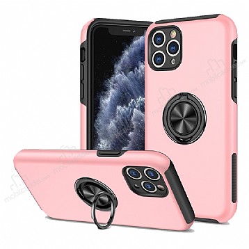 Eiroo Stand Hybrid iPhone 12 Pro 6.1 in Pembe Silikon Klf